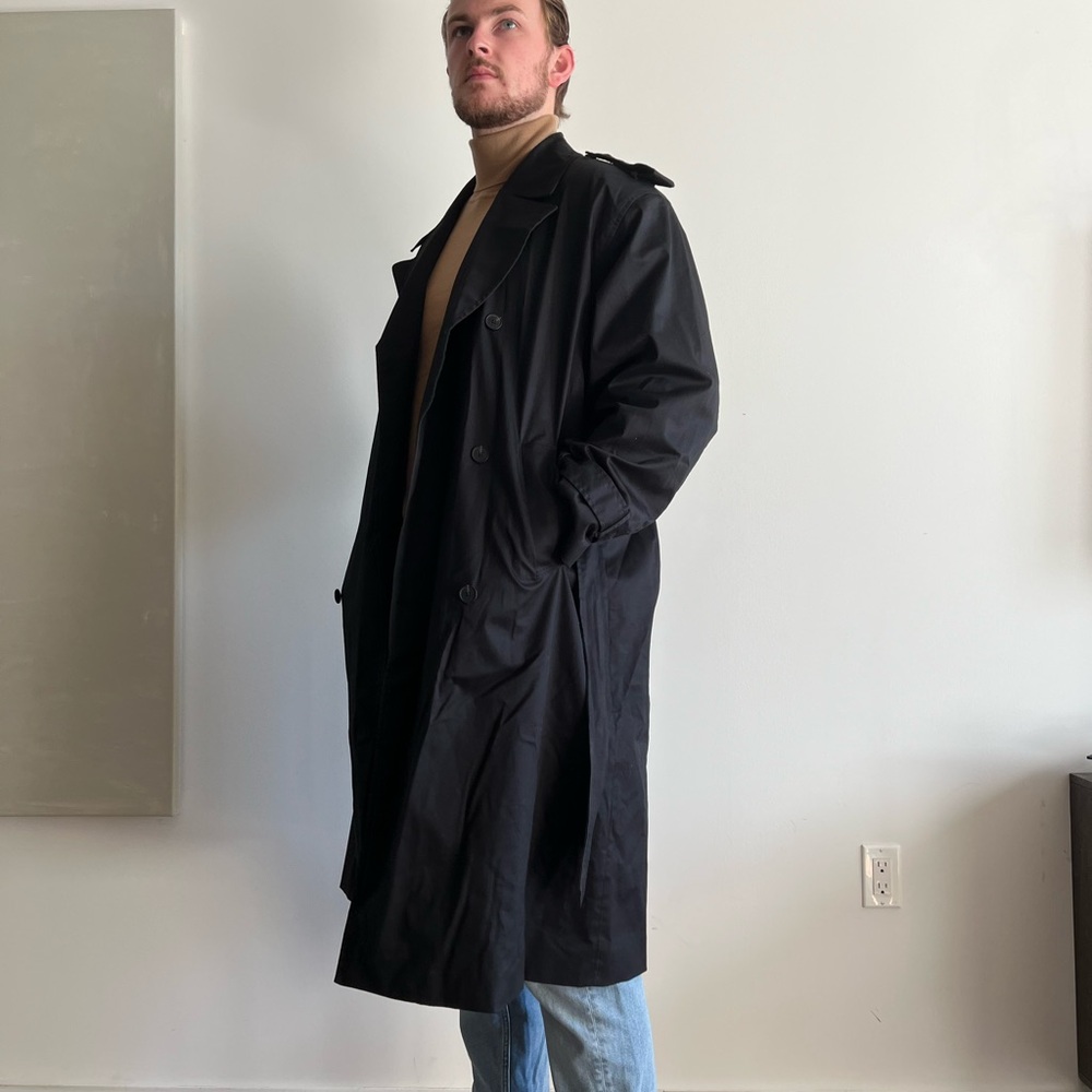 OAK + FORT Men's Oversized Black Trench Coat